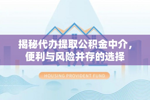 天峨揭秘代办提取公积金中介，便利与风险并存的选择
