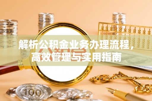 天峨解析公积金业务办理流程，高效管理与实用指南
