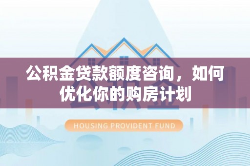 天峨公积金贷款额度咨询，如何优化你的购房计划