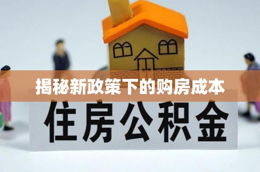 天峨揭秘新政策下的购房成本
